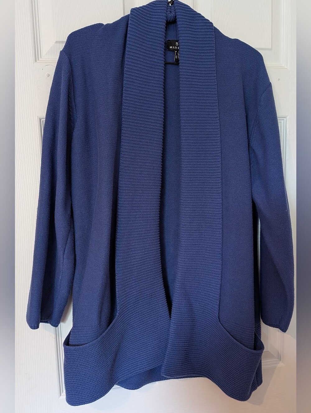 MARBLE Navy Blue Open-Front Knit Blazer Marble Brand From Scotland